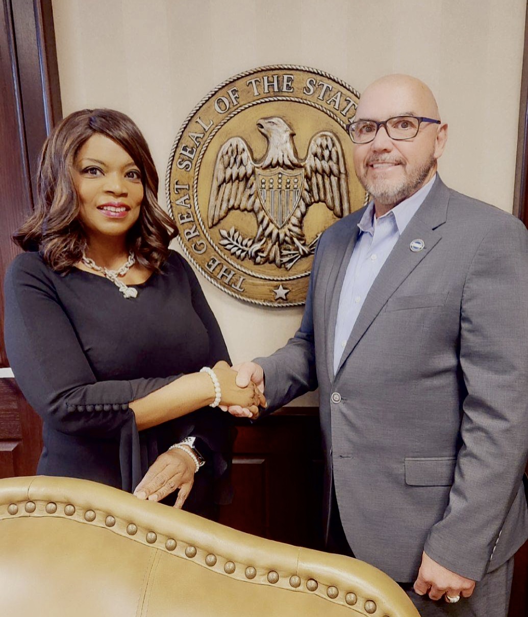 Loretta McNary with Mayor Ken Adams